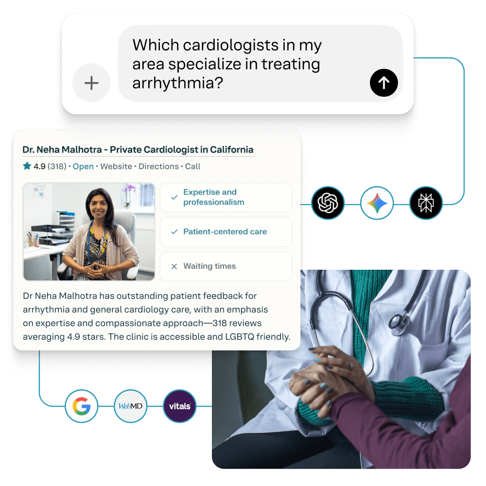 Recherche IA pour la santé - Résultats de cardiologues avec notations et avis patients