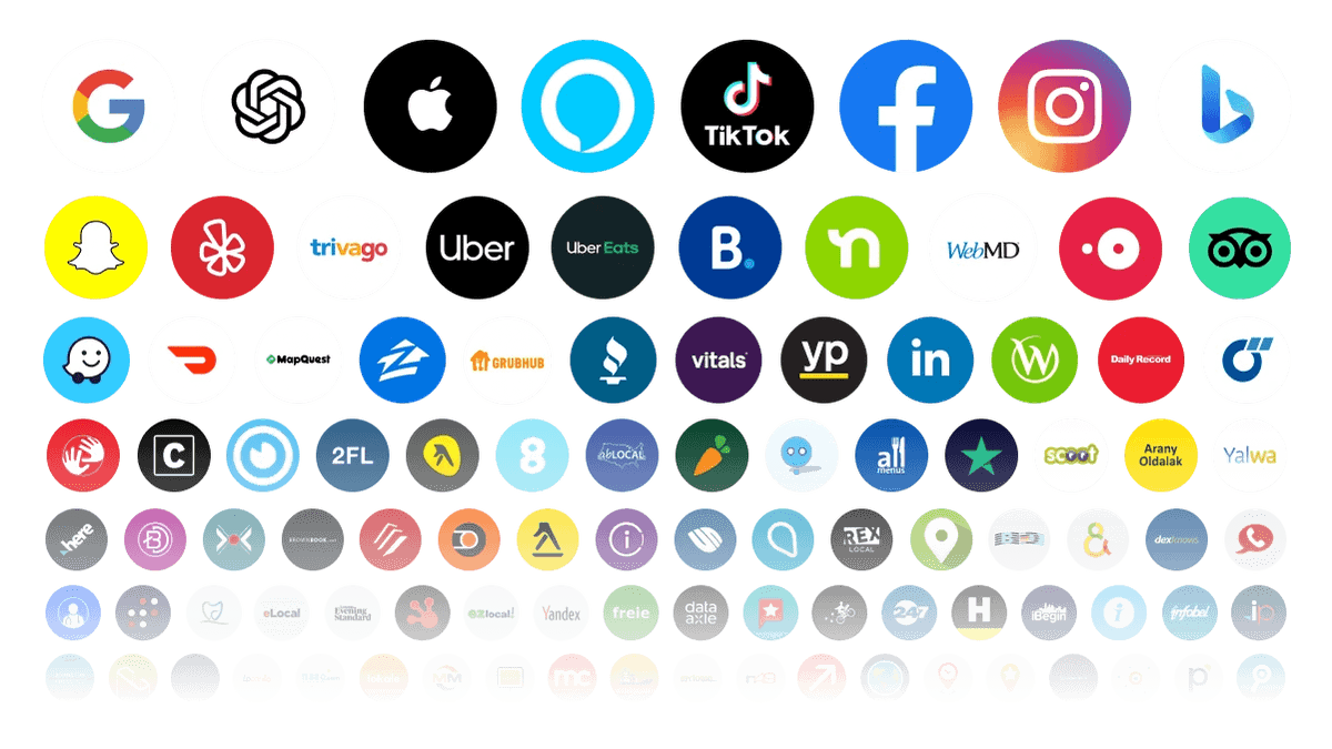 Plateformes et annuaires - Google, Apple, Facebook, TikTok, Instagram et plus de 100 autres