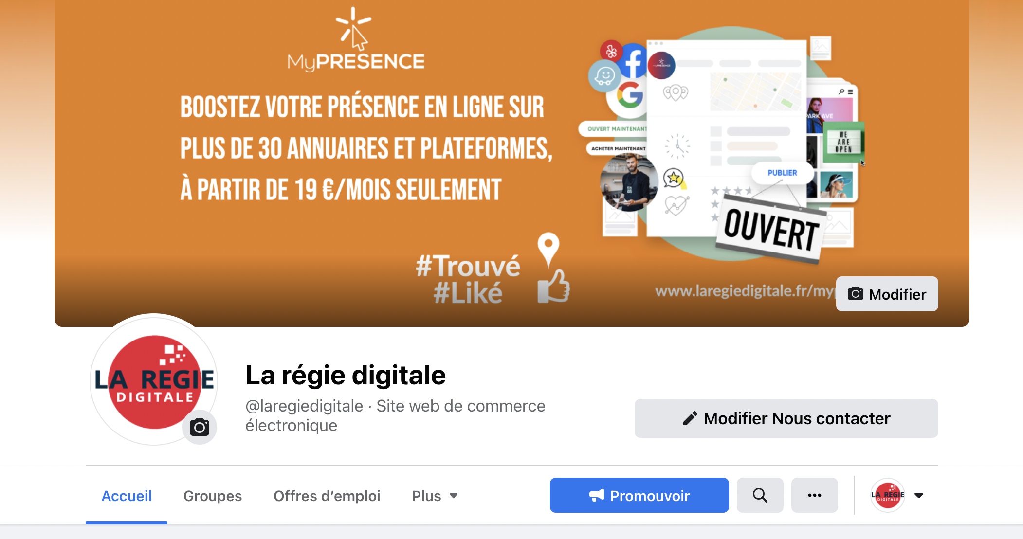 Offre MyPRESENCE couverture page Facebook LocalQi Photo couverture page Facebook LocalQi