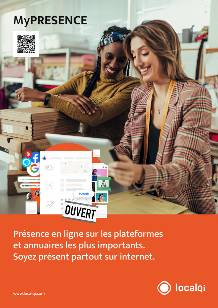 LocalQi | MyPRESENCE MyPRESENCE by LocalQi : l’alternative moderne à Solocal et Regicom. Diffusez vos infos sur +48 plateformes, boostez votre référencement local et générez plus de visites en point de vente. Simple, puissant, sans engagement.